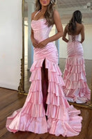 Load image into Gallery viewer, Sparkly Peacock Green Mermaid Sequin Long Corset Prom Dress with Ruffles