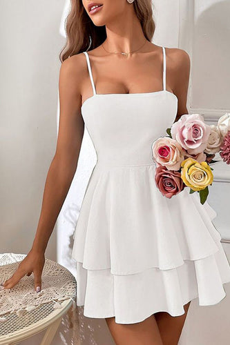 Simple Spaghetti Straps Keyhole Back Graduation Dress