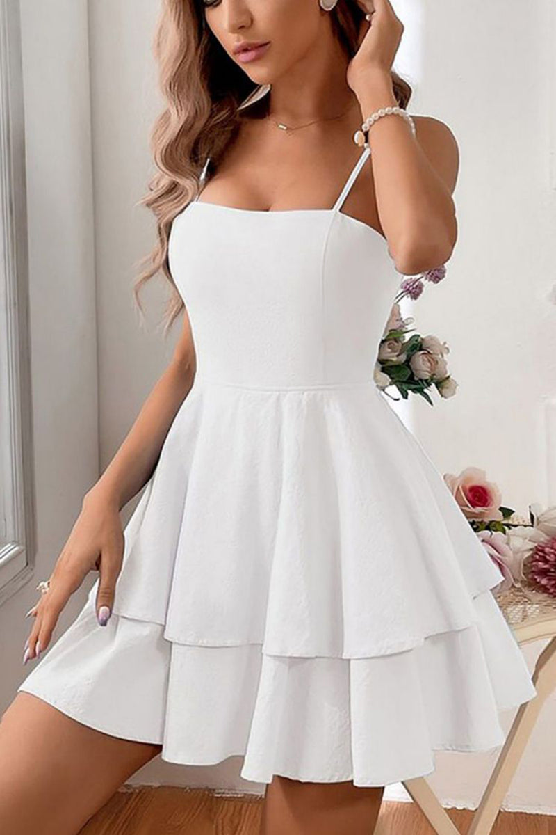 Load image into Gallery viewer, Simple Spaghetti Straps Keyhole Back Graduation Dress