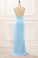 Load image into Gallery viewer, Royal Blue Backless Spaghetti Straps Prom Dress With Slit