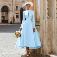 Load image into Gallery viewer, Vintage Ivory High Neck Keyhole A Line Long Wedding Dress with Sleeves