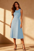 Load image into Gallery viewer, Simple Black Round Neck Satin Bodycon Midi Cocktail Dress