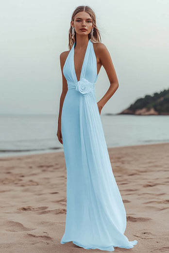 White Chiffon A Line V-Neck Engagement Dress