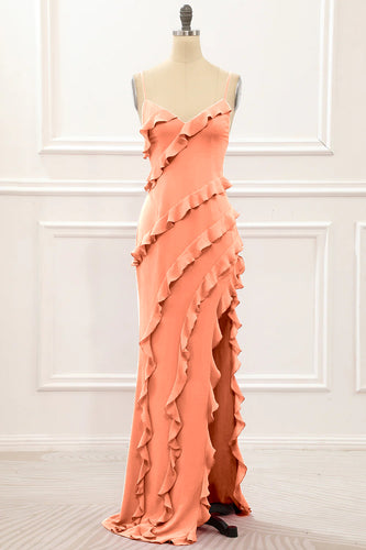 Sunset Backless Spaghetti Straps Prom Dress With Slit