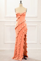 Load image into Gallery viewer, Red Backless Spaghetti Straps Prom Dress With Slit