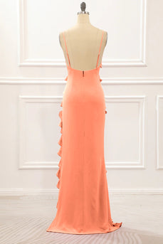 Sunset Backless Spaghetti Straps Prom Dress With Slit
