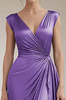 Load image into Gallery viewer, Peacock V-Neck Sheath Ruched Maxi Formal Dress with Ruffles