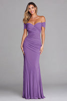 Load image into Gallery viewer, Terracotta Mermaid Ruched Off the Shoulder Long Formal Dress
