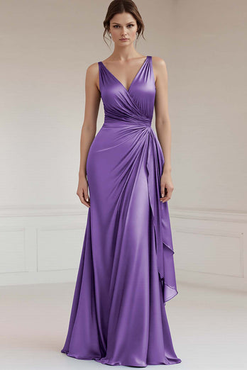 Peacock Sheath Satin Sleeveless Maxi Formal Dress