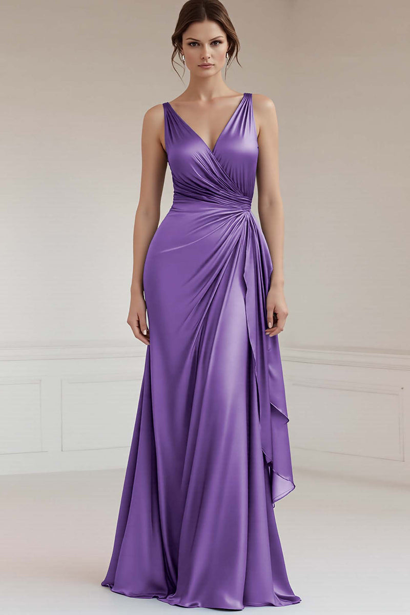 Load image into Gallery viewer, Peacock Sheath Satin Sleeveless Maxi Formal Dress