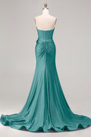 Load image into Gallery viewer, Sparkly Royal Blue Beaded Mermaid Long Corset Prom Dress with Appliques