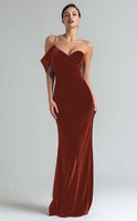 Load image into Gallery viewer, Dark Green Mermaid Velvet Ruched Long Holiday Party Dress