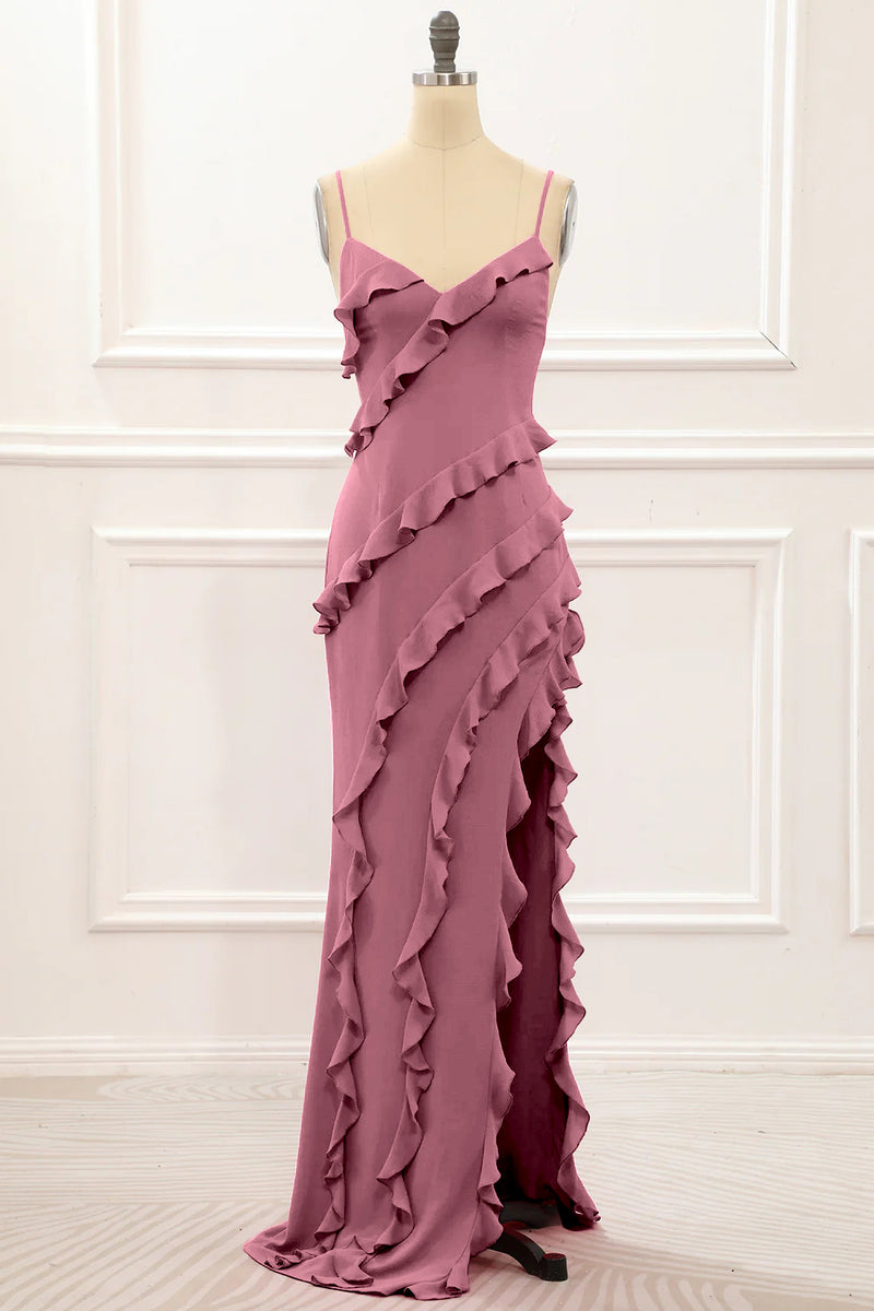 Load image into Gallery viewer, Sunset Backless Spaghetti Straps Prom Dress With Slit