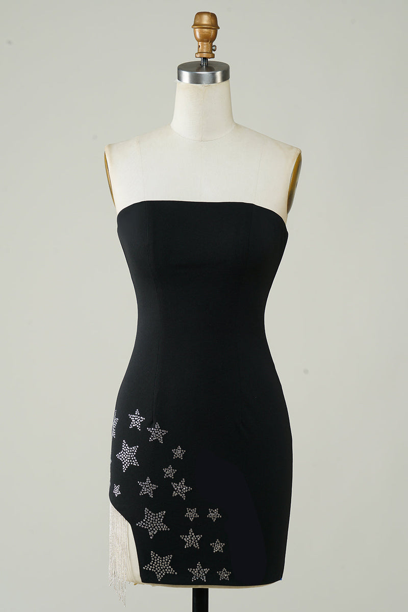 Load image into Gallery viewer, Pink Tight Short Party Dress with Star and Fringes