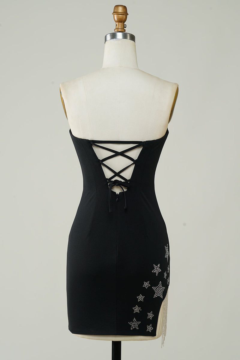 Load image into Gallery viewer, Pink Tight Short Party Dress with Star and Fringes