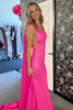 Load image into Gallery viewer, Hot Pink Mermaid Prom Dress With Wateau Train