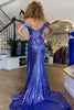 Load image into Gallery viewer, Sparkly Purple Corset Mermaid Long Prom Dress with Slit