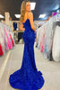 Load image into Gallery viewer, Sparkly Royal Blue Mermaid Spaghetti Straps Long Prom Dress