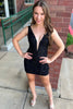 Load image into Gallery viewer, Sparkly Lilac Flowers Appliques Tight V Neck Short Prom Dress