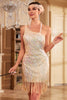 Load image into Gallery viewer, Women Golden Sequins Short 1920s Dress Sheath One Shoulder Cocktail Dress with Tassel