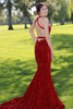 Load image into Gallery viewer, Mermaid Halter Sequins Backless Red Prom Dress