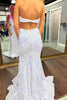 Load image into Gallery viewer, Glitter White Mermaid V Neck Long Prom Dress