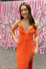 Load image into Gallery viewer, Glitter Orange Mermaid Long Prom Dress With Slit