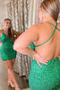 Load image into Gallery viewer, Sparkly Green Sequins Halter Bodycon Short Prom Dress