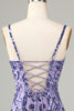 Load image into Gallery viewer, Sparkly Purple Sequins Spaghetti Straps Short Prom Dress with Fringes