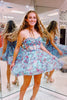 Load image into Gallery viewer, Lilac Floral A-Line Ruffle Corset Tulle Strapless Short Prom Dress