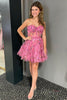Load image into Gallery viewer, Lilac Floral A-Line Ruffle Corset Tulle Strapless Short Prom Dress