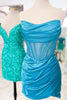 Load image into Gallery viewer, Red Tight Satin Strapless Corset Short Prom Dress