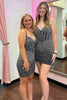 Load image into Gallery viewer, Sparkly Black Beaded Corset Bodycon Short Party Dress