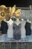 Load image into Gallery viewer, Sparkly Black Beaded Corset Bodycon Short Party Dress