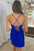 Load image into Gallery viewer, Glitter Royal Blue Bodycon Spaghetti Straps Short Prom Dress