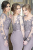 Load image into Gallery viewer, Mermaid Asymmetrical Neck Lilac Bridesmaid Dress with Appliques