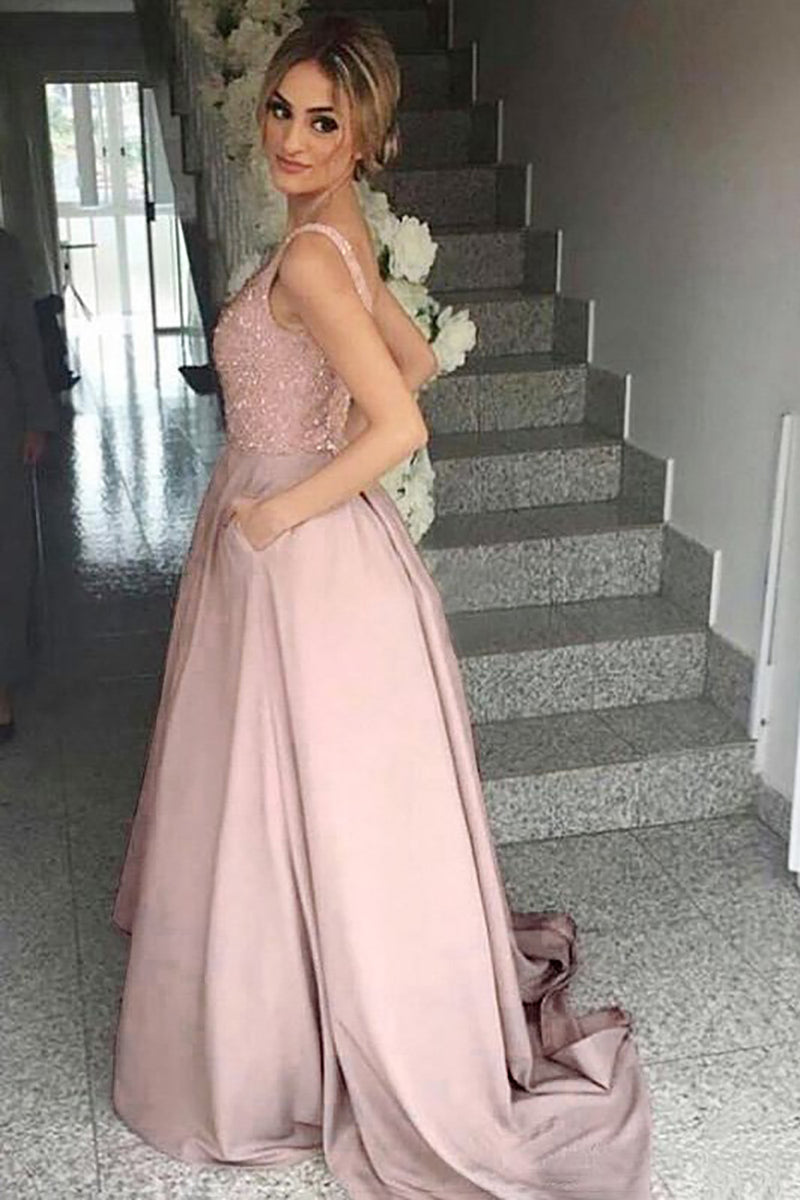 Load image into Gallery viewer, Sparkly Blush Long Bridesmaid Dress