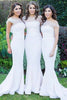 Load image into Gallery viewer, Mermaid One Shoulder White Bridesmaid Dress