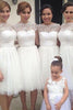Load image into Gallery viewer, Tulle A-Line White Bridesmaid Dress with Button