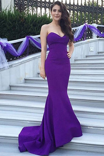Mermaid Sweetheart Purple Bridesmaid Dress