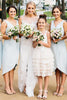 Load image into Gallery viewer, Simple V-Neck Light Blue Bridesmaid Dress