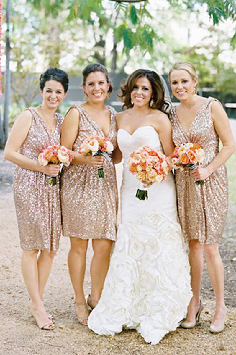 Load image into Gallery viewer, Sparkly Sleeveless Champagne Bridesmaid Dress
