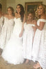 Load image into Gallery viewer, Off The Shoulder White Lace Bridesmaid Dress