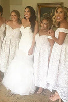 Load image into Gallery viewer, Off The Shoulder White Lace Bridesmaid Dress