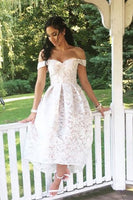Load image into Gallery viewer, Off The Shoulder White Lace Bridesmaid Dress