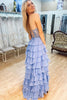 Load image into Gallery viewer, Light Blue Sweetheart Corset Prom Dress with Slit