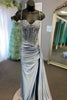Load image into Gallery viewer, Glitter Mermaid Silver Long Corset Prom Dress with Slit