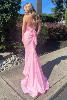 Blushing Pink Halter Neck Convertible Mermaid Long Prom Dress