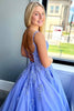 Load image into Gallery viewer, Sparkly Purple Corset A-Line Long Prom Dress with Pockets