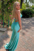 Load image into Gallery viewer, Sparkly Mint Mermaid Beaded Satin Long Prom Dress with Slit